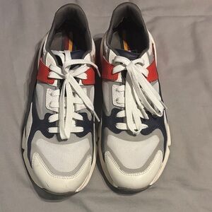 Stylish Men's Sneakers in Red, Blue, and White
